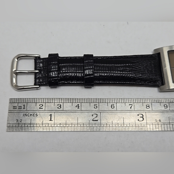 Kenneth Cole Tank Watch Men 26mm KC1024 Silver Tone Black Leather New Battery - Picture 8 of 11